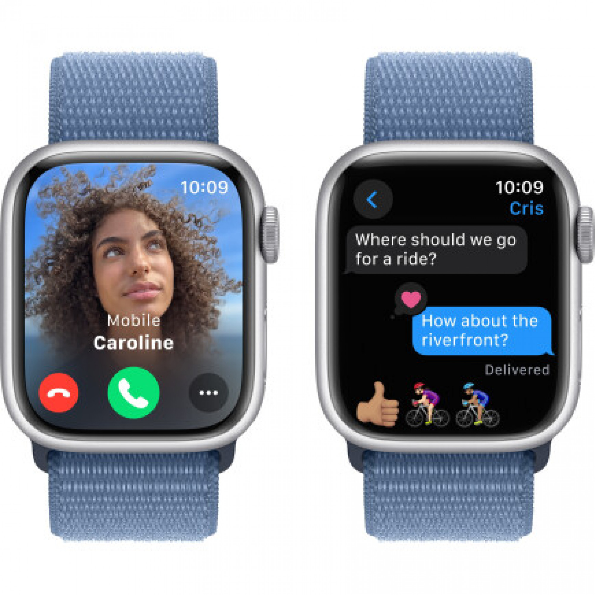 Apple Watch Series 9 GPS 41mm Silver Aluminum Case Winter Blue Sport Band (MR923)